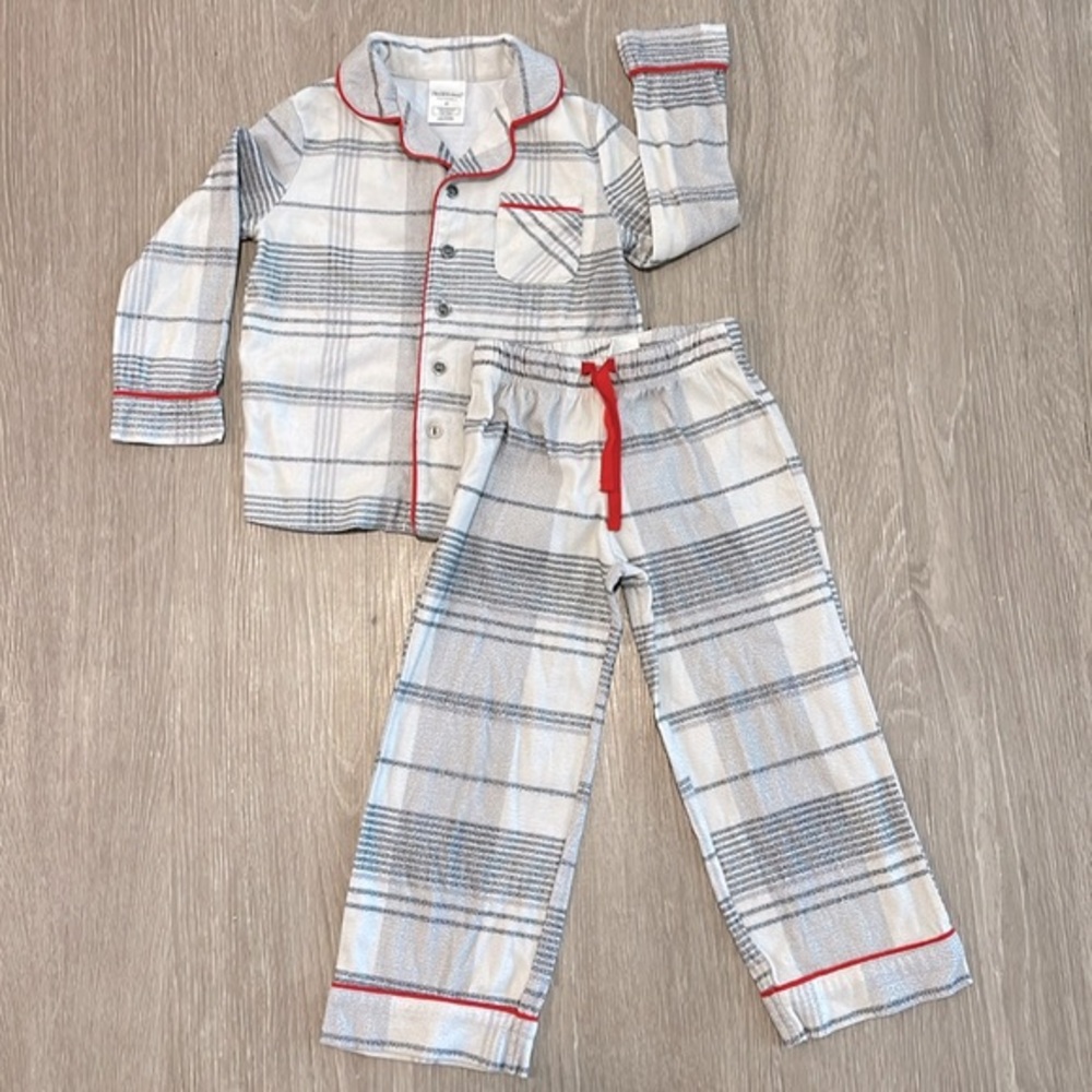 Hearth & Hand Unisex Toddler 4T Christmas/Holiday Tartan Plaid 2pc Pajama Set